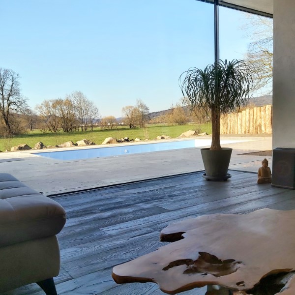 Poollovers ! Architektenhaus Einfamilienhaus mit Eckverglasung durch Rieser Fenster Wächtersbach im Main Kinzigkreis